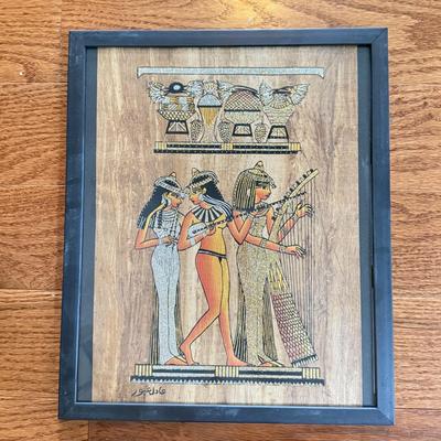LOT 62L: Framed Glittery Hieroglyph Egyptian Revival Artwork
