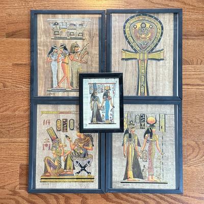 LOT 62L: Framed Glittery Hieroglyph Egyptian Revival Artwork