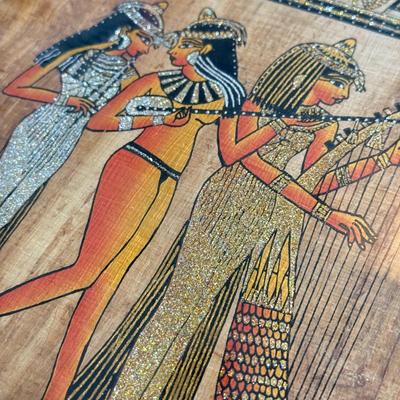 LOT 62L: Framed Glittery Hieroglyph Egyptian Revival Artwork
