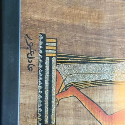 LOT 62L: Framed Glittery Hieroglyph Egyptian Revival Artwork