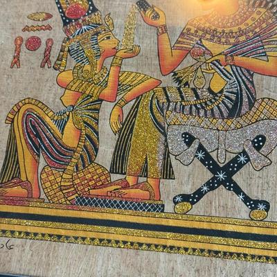 LOT 62L: Framed Glittery Hieroglyph Egyptian Revival Artwork