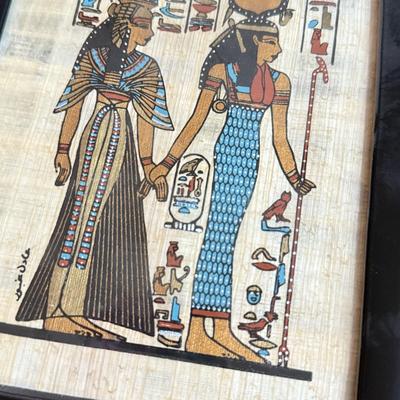 LOT 62L: Framed Glittery Hieroglyph Egyptian Revival Artwork