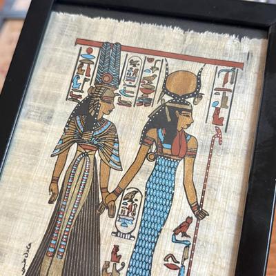 LOT 62L: Framed Glittery Hieroglyph Egyptian Revival Artwork