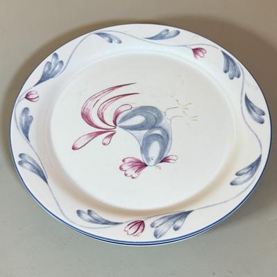 LOT 64K: Lenox Chinastone “Poppies on Blue” Plates (7), 2 sizes of Bowls (2 each) & Glass Mixing Bowls (2)