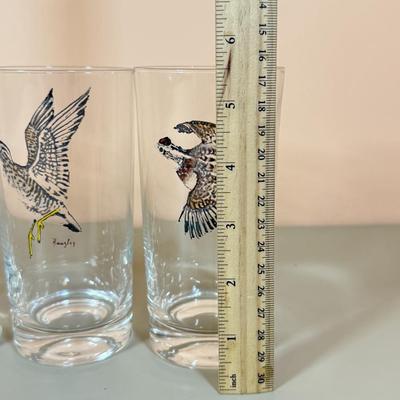 LOT 65K: 37 Pieces of Hand Painted Glassware featuring Waterfowl Birds