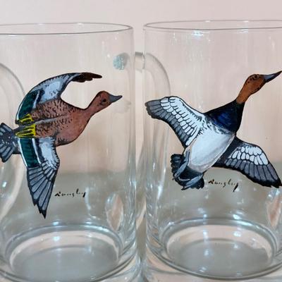 LOT 65K: 37 Pieces of Hand Painted Glassware featuring Waterfowl Birds