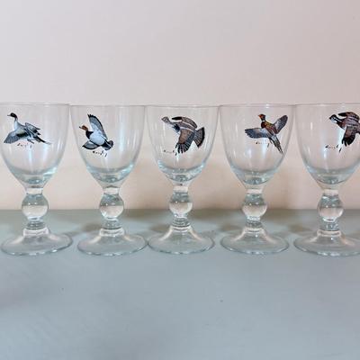 LOT 65K: 37 Pieces of Hand Painted Glassware featuring Waterfowl Birds