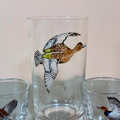 LOT 65K: 37 Pieces of Hand Painted Glassware featuring Waterfowl Birds