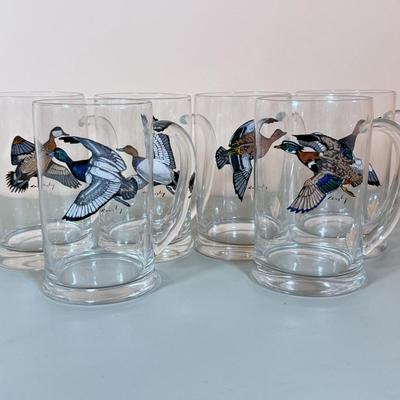 LOT 65K: 37 Pieces of Hand Painted Glassware featuring Waterfowl Birds