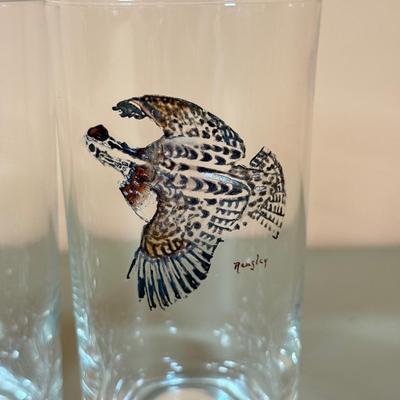 LOT 65K: 37 Pieces of Hand Painted Glassware featuring Waterfowl Birds