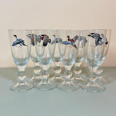 LOT 65K: 37 Pieces of Hand Painted Glassware featuring Waterfowl Birds