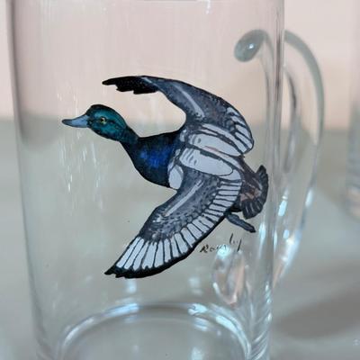 LOT 65K: 37 Pieces of Hand Painted Glassware featuring Waterfowl Birds