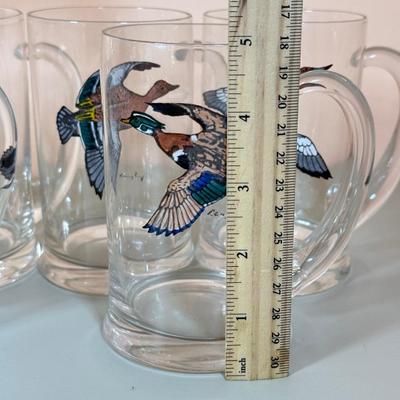 LOT 65K: 37 Pieces of Hand Painted Glassware featuring Waterfowl Birds