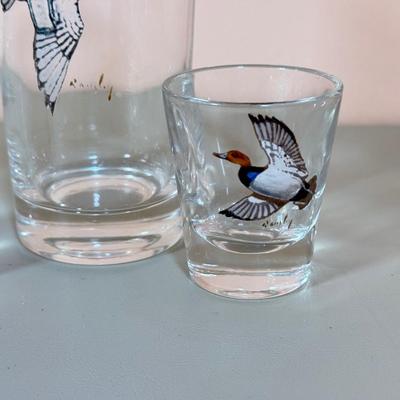 LOT 65K: 37 Pieces of Hand Painted Glassware featuring Waterfowl Birds