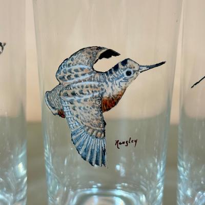 LOT 65K: 37 Pieces of Hand Painted Glassware featuring Waterfowl Birds