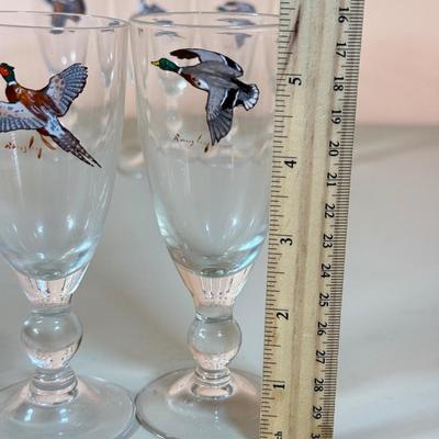 LOT 65K: 37 Pieces of Hand Painted Glassware featuring Waterfowl Birds
