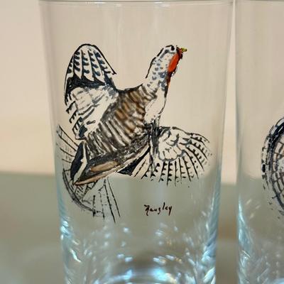 LOT 65K: 37 Pieces of Hand Painted Glassware featuring Waterfowl Birds