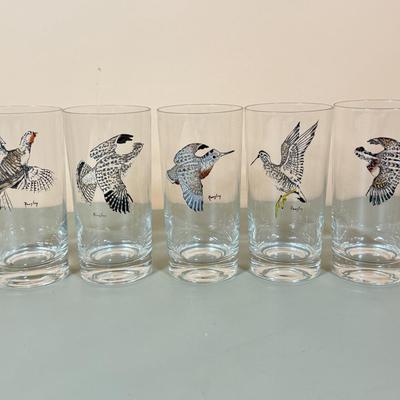 LOT 65K: 37 Pieces of Hand Painted Glassware featuring Waterfowl Birds