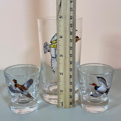 LOT 65K: 37 Pieces of Hand Painted Glassware featuring Waterfowl Birds