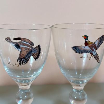 LOT 65K: 37 Pieces of Hand Painted Glassware featuring Waterfowl Birds