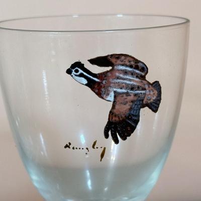 LOT 65K: 37 Pieces of Hand Painted Glassware featuring Waterfowl Birds