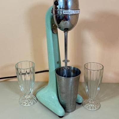 LOT 67L: Vintage Teal Hamilton Beach Milkshake Machine Model 33 & More