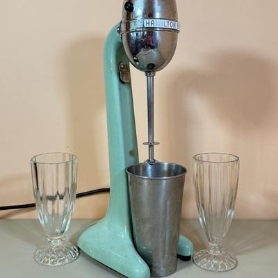 LOT 67L: Vintage Teal Hamilton Beach Milkshake Machine Model 33 & More