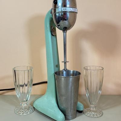 LOT 67L: Vintage Teal Hamilton Beach Milkshake Machine Model 33 & More