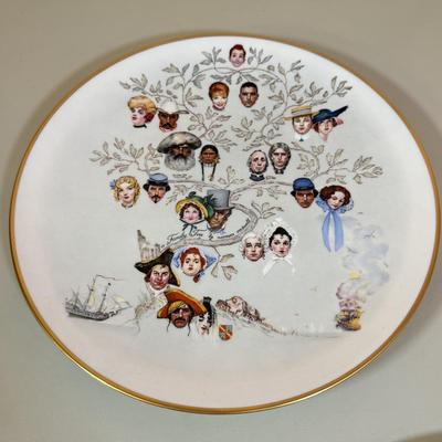 LOT 73D: Gorham Normal Rockwell “A Family Tree” American Heritage Plate & Two Ridgewood Fine China Mark Twain Decorative Plates