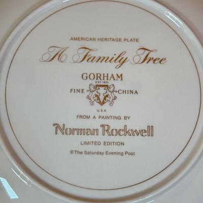 LOT 73D: Gorham Normal Rockwell “A Family Tree” American Heritage Plate & Two Ridgewood Fine China Mark Twain Decorative Plates