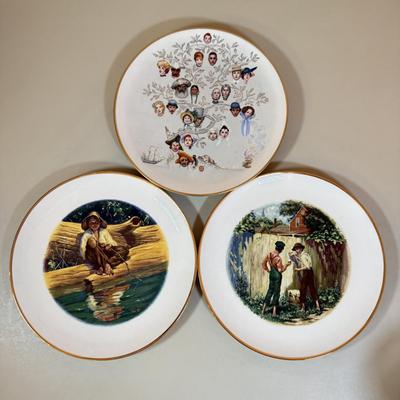 LOT 73D: Gorham Normal Rockwell “A Family Tree” American Heritage Plate & Two Ridgewood Fine China Mark Twain Decorative Plates