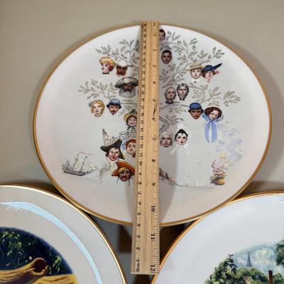 LOT 73D: Gorham Normal Rockwell “A Family Tree” American Heritage Plate & Two Ridgewood Fine China Mark Twain Decorative Plates