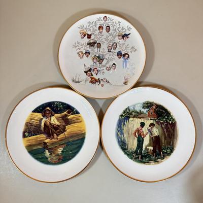 LOT 73D: Gorham Normal Rockwell “A Family Tree” American Heritage Plate & Two Ridgewood Fine China Mark Twain Decorative Plates
