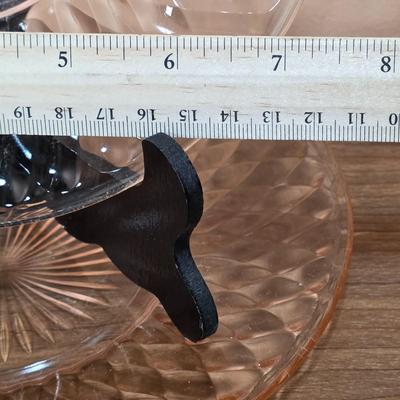 LOT 83D: 2 Vintage Depression Glass Plates, 2 Small Lenox Kate Spade Plates, Vintage Brilliant Cut Crystal Heart Clam Shell Dish, & More