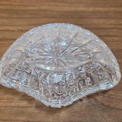 LOT 83D: 2 Vintage Depression Glass Plates, 2 Small Lenox Kate Spade Plates, Vintage Brilliant Cut Crystal Heart Clam Shell Dish, & More
