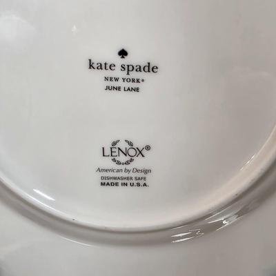 LOT 83D: 2 Vintage Depression Glass Plates, 2 Small Lenox Kate Spade Plates, Vintage Brilliant Cut Crystal Heart Clam Shell Dish, & More