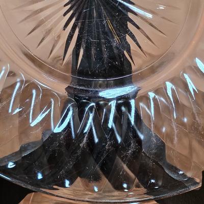 LOT 83D: 2 Vintage Depression Glass Plates, 2 Small Lenox Kate Spade Plates, Vintage Brilliant Cut Crystal Heart Clam Shell Dish, & More