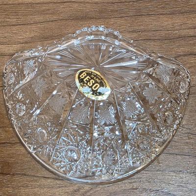 LOT 83D: 2 Vintage Depression Glass Plates, 2 Small Lenox Kate Spade Plates, Vintage Brilliant Cut Crystal Heart Clam Shell Dish, & More