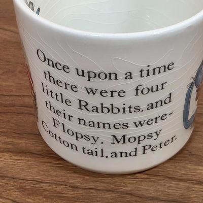 LOT 84D: Vintage Peter Rabbit Nursery Set by Wedgewood Mug, Plate & Porringer, Plate Stand Not Included