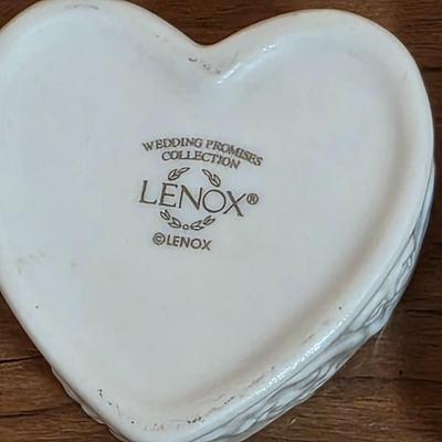 LOT 85D: Vintage Fenton Hobnail Pattern Milk Glass Crimped Footed Bowl, Along With Lenox Trinket Boxes, 2 Heart Shaped & 1 Square