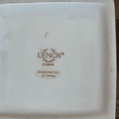 LOT 85D: Vintage Fenton Hobnail Pattern Milk Glass Crimped Footed Bowl, Along With Lenox Trinket Boxes, 2 Heart Shaped & 1 Square