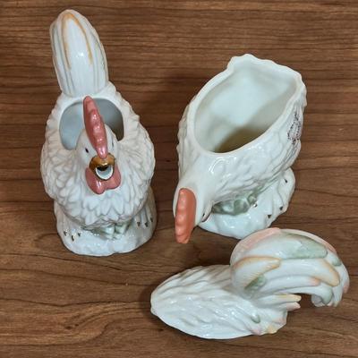 LOT 86D: Vintage Lenox Rise & Shine Rooster Collection. Sugar Bowl, Creamer, Salt & Pepper Shaker Sets