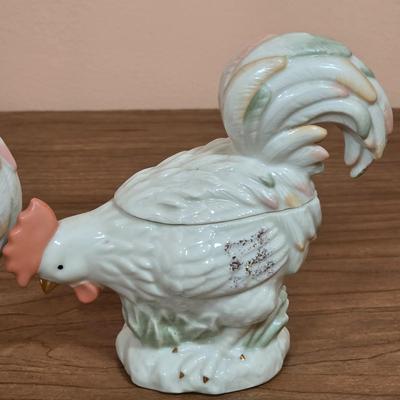 LOT 86D: Vintage Lenox Rise & Shine Rooster Collection. Sugar Bowl, Creamer, Salt & Pepper Shaker Sets