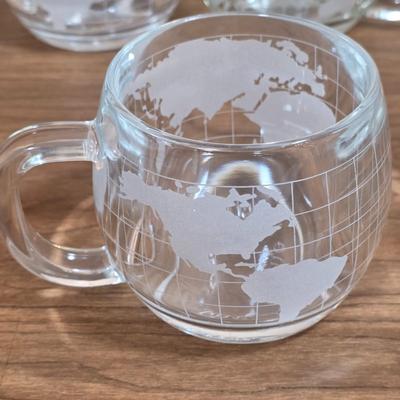 LOT 87D: Vintage 1970's Nestle Nescafe World Globe Glass Coffee Set, With Coffee Caraf, Sugar Bowl, Creamer & 7 Cups