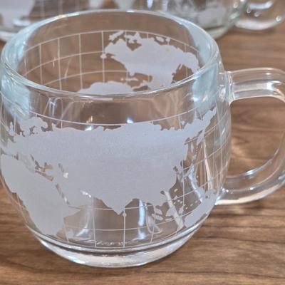 LOT 87D: Vintage 1970's Nestle Nescafe World Globe Glass Coffee Set, With Coffee Caraf, Sugar Bowl, Creamer & 7 Cups