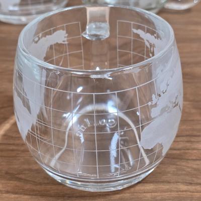LOT 87D: Vintage 1970's Nestle Nescafe World Globe Glass Coffee Set, With Coffee Caraf, Sugar Bowl, Creamer & 7 Cups