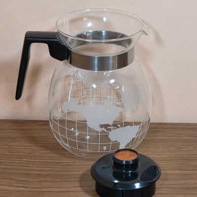 LOT 87D: Vintage 1970's Nestle Nescafe World Globe Glass Coffee Set, With Coffee Caraf, Sugar Bowl, Creamer & 7 Cups