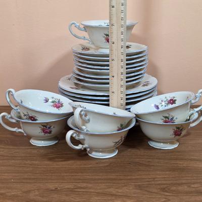 LOT 88D: Vintage Collection Of Limoges & Tattau Incomplete China Sets, Limoges Has 6 Plates, 5 Cups & Saucers, Tattau Has 8...