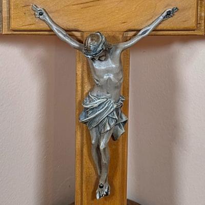 LOT 94F: Collection Of Vintage Religious Items, Includes Beautiful Sold Wood Crucifix, Bradford Exchange "An Angel's...