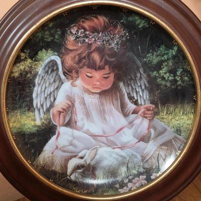 LOT 94F: Collection Of Vintage Religious Items, Includes Beautiful Sold Wood Crucifix, Bradford Exchange "An Angel's...